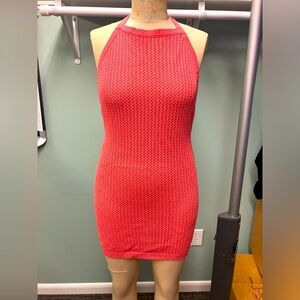 Large Coral Pink Crochet Swim Coverup